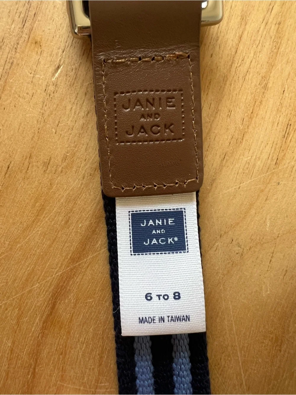 Janie and Jack Blue Striped Canvas Belt, Size 6-8